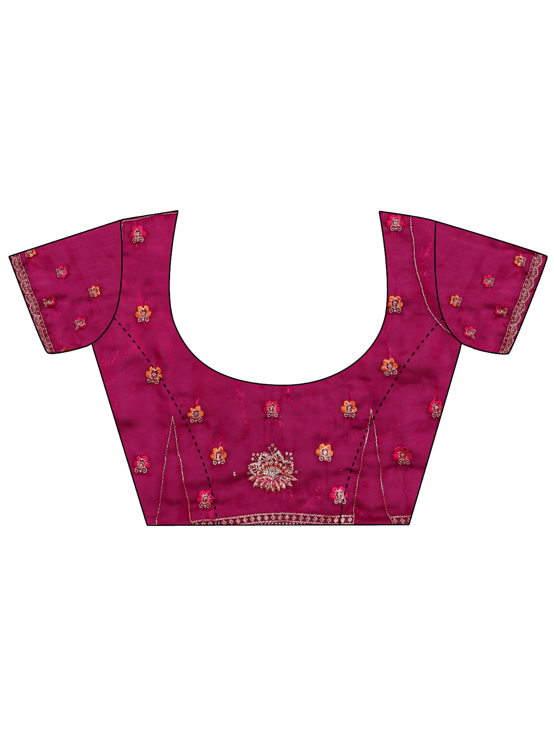 Mameraa Wine Ethnic Embroidered Tissue Saree With Unstitched Blouse Piece