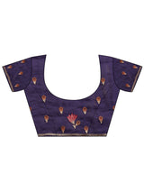 Libas Purple Floral Embellished Tissue Saree With Unstitched Blouse Piece