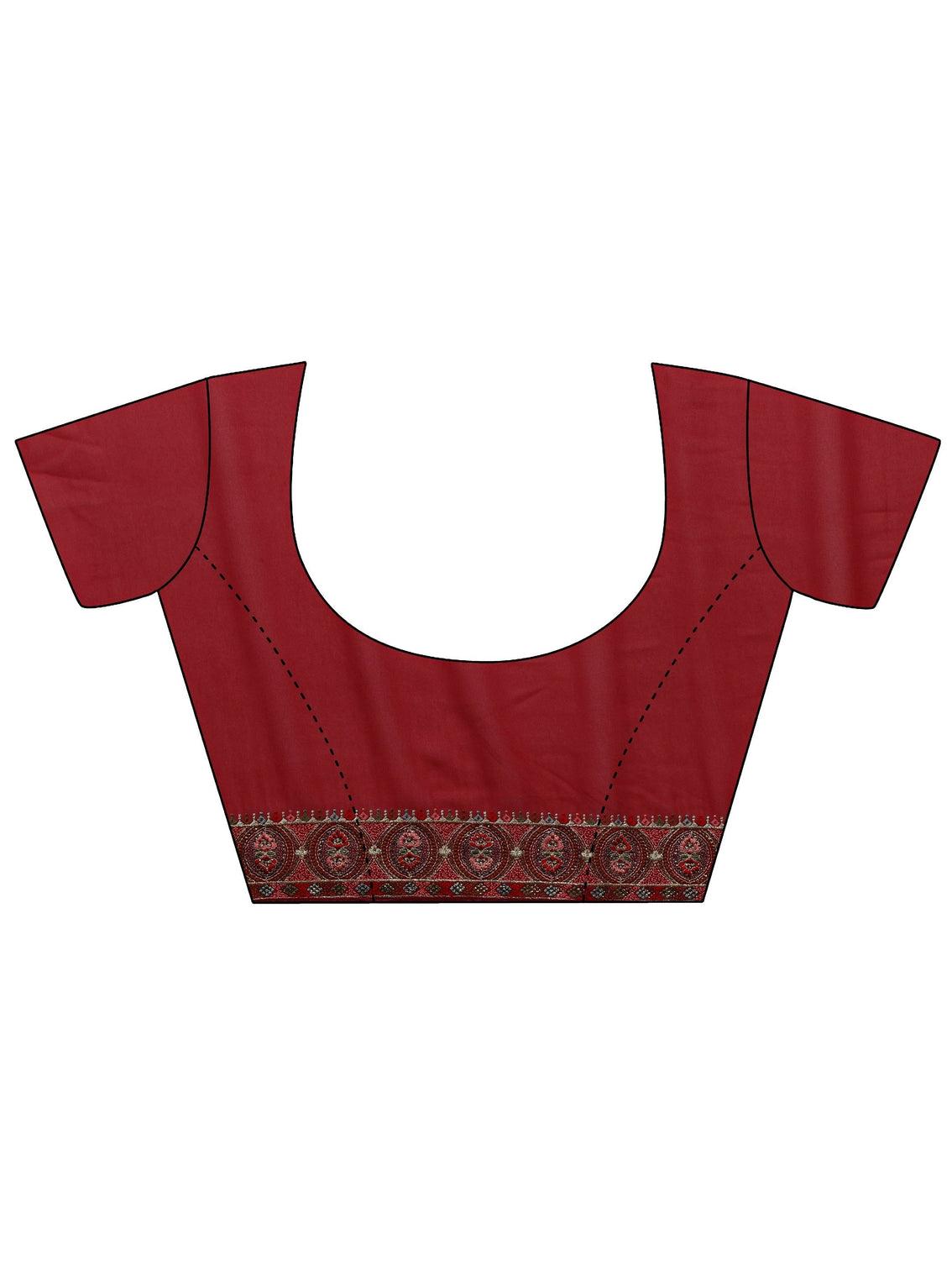 Mameraa Art Red Jamawar Embroidered Georgette Saree With Unstitched Blouse Piece
