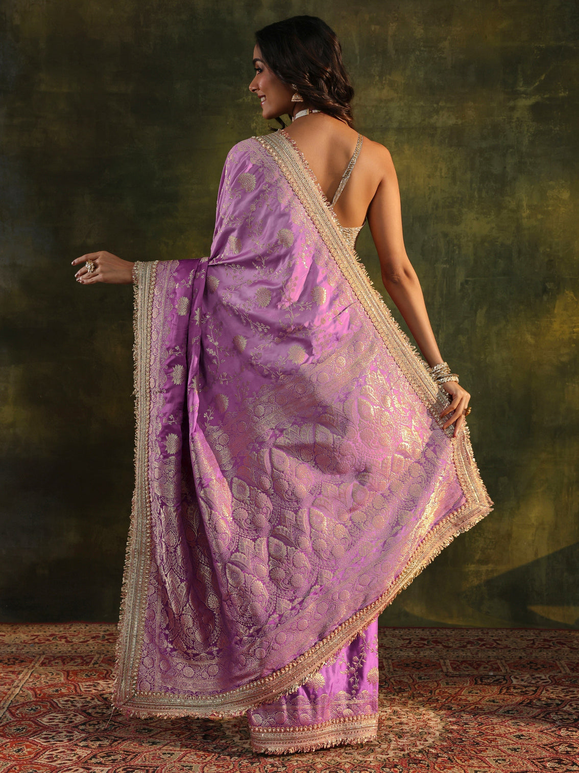 Mameraa Art Purple Embellished Woven Design  Silk Saree With Unstitched Blouse Piece