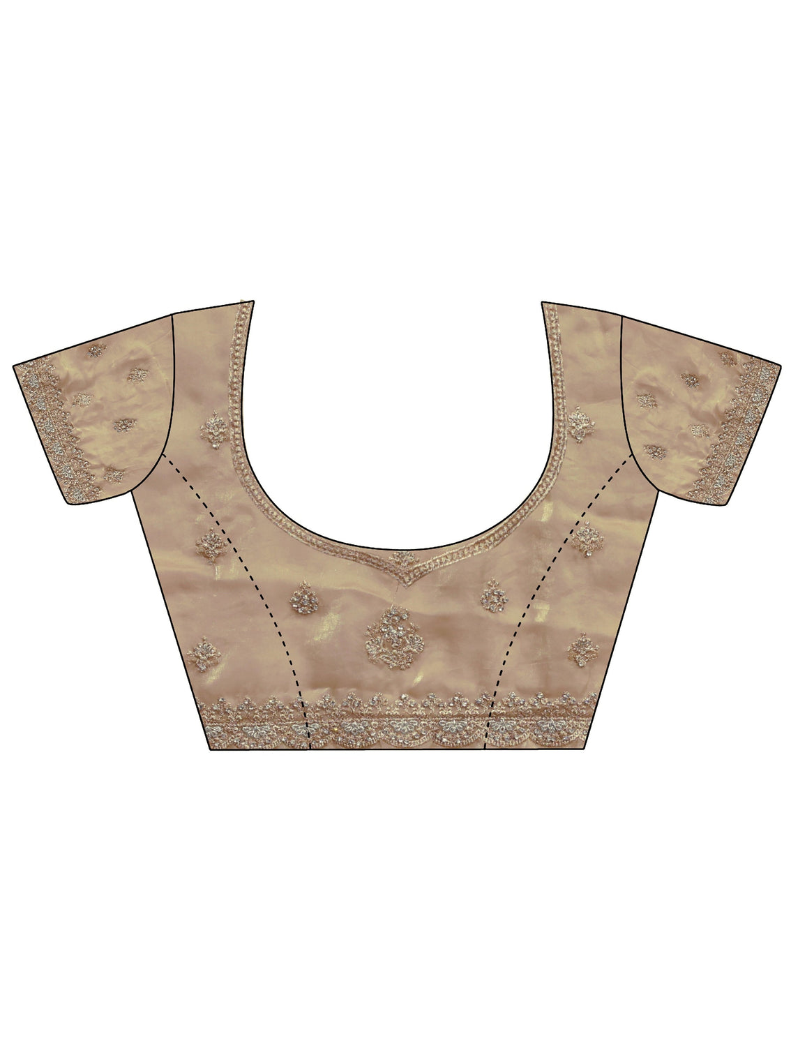 Mameraa Art Beige Embellished Tissue Saree With Unstitched Blouse Piece