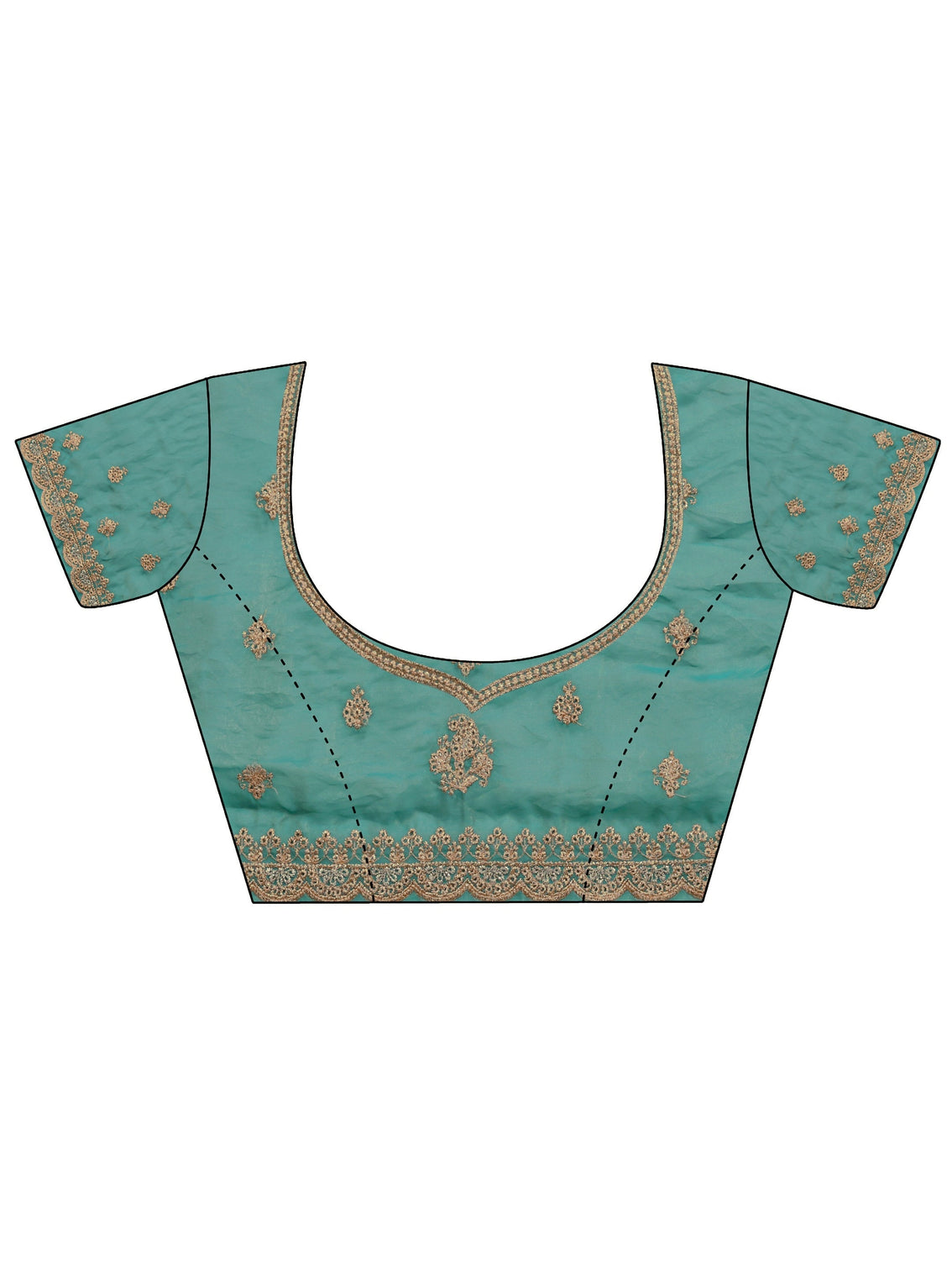 Mameraa Art Blue Embellished Tissue Saree With Unstitched Blouse Piece