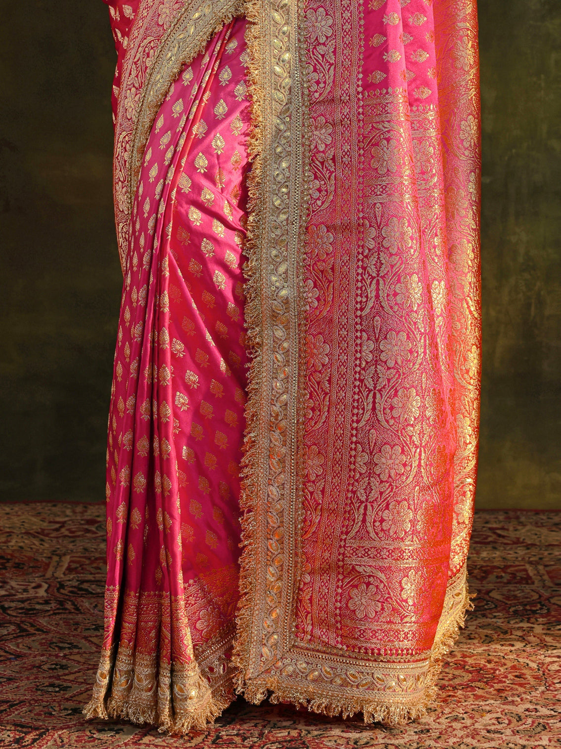 Mameraa Purple Banarasi Satin Saree With Unstitched Blouse Piece