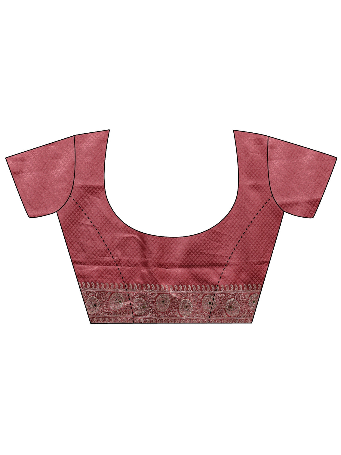 Mameraa Peach Woven Design Satin Banarasi Saree With Unstitched Blouse Piece