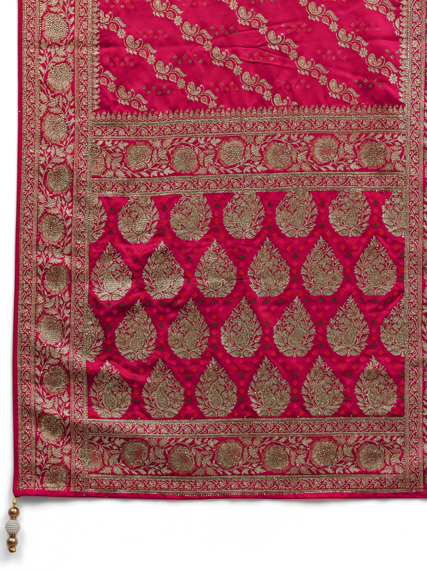 Libas Art Ivory Gharchola Satin Saree With Unstitched Blouse Piece