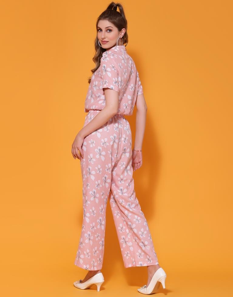 Peach Cotton Printed Co-ord Set