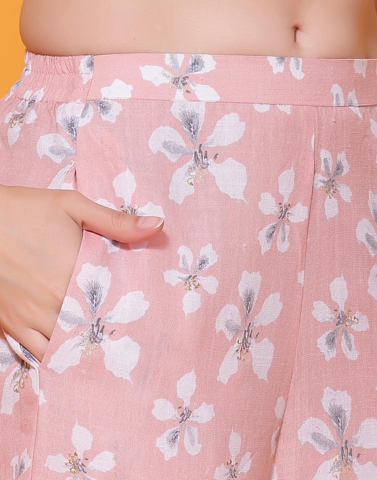 Peach Cotton Printed Co-ord Set