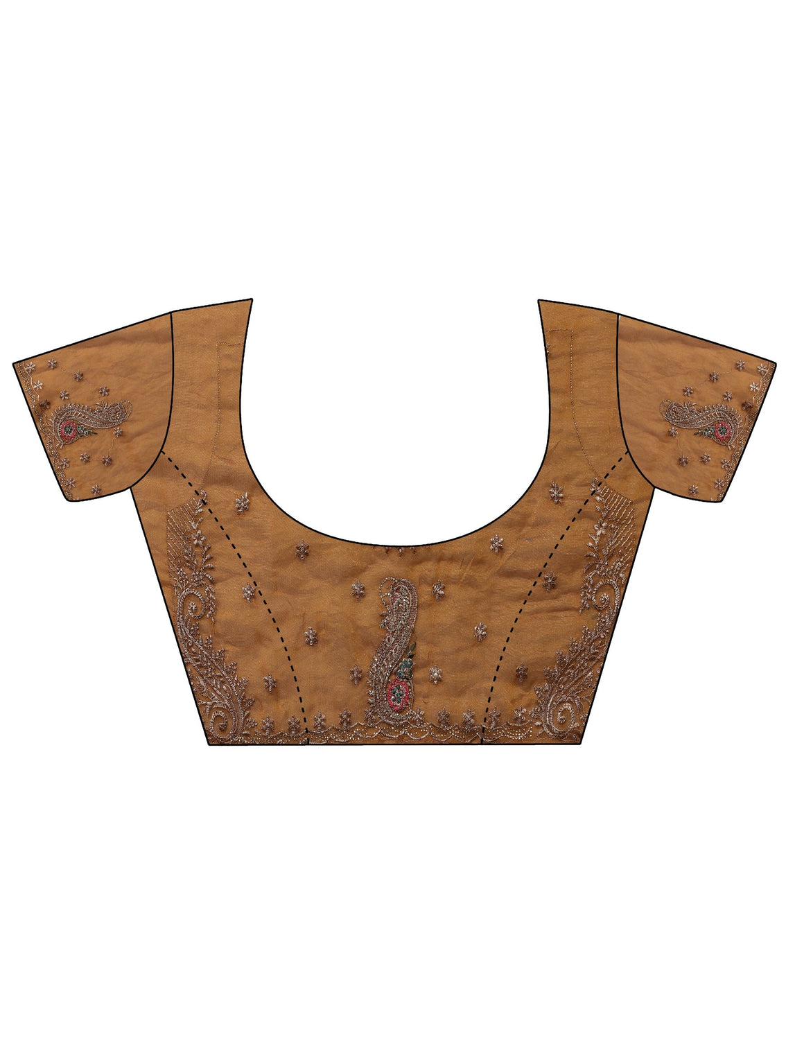 Mameraa Mustard Embellished Tissue Saree With Unstitched Blouse Piece