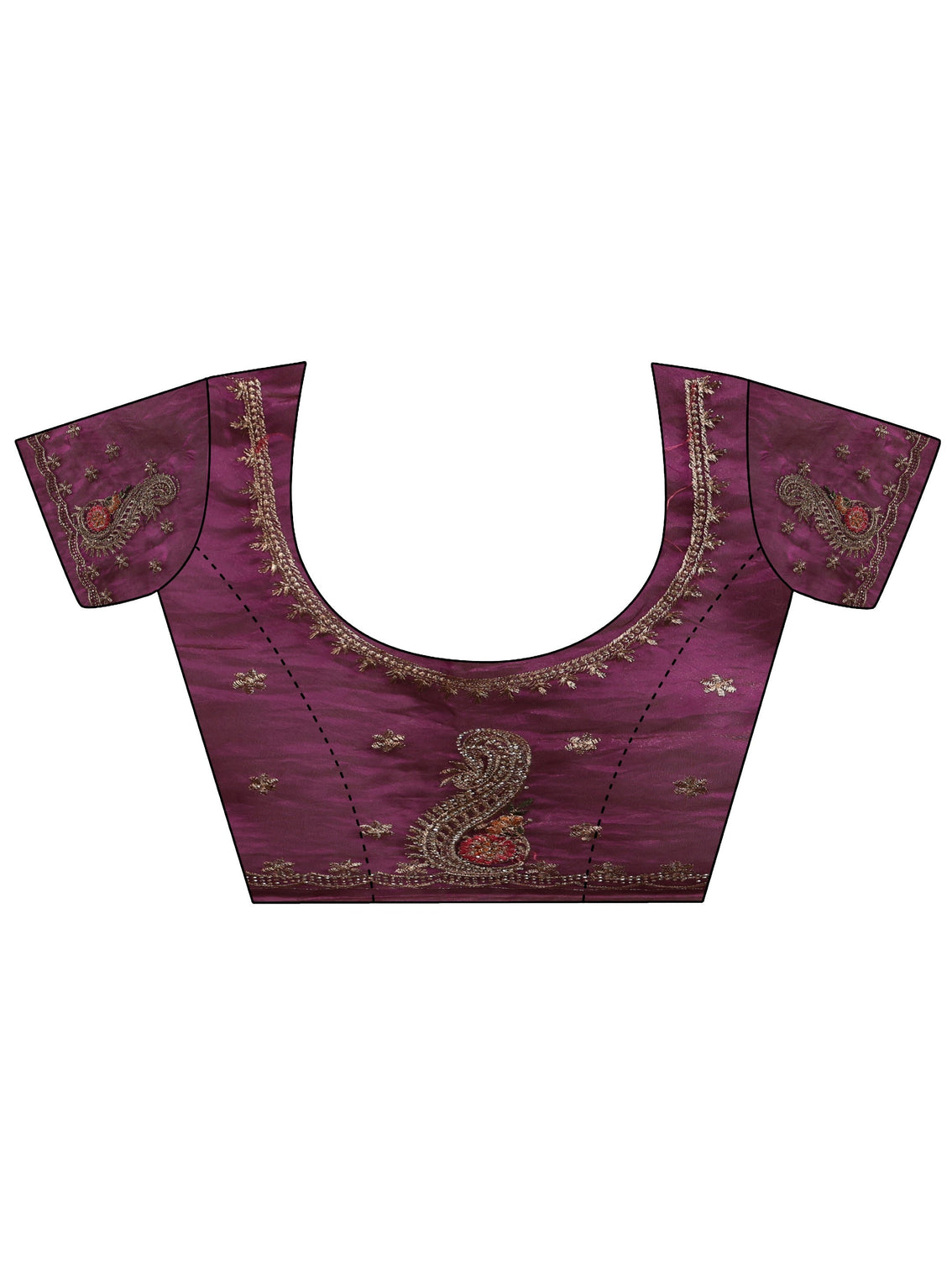 Mameraa Purple Embellished Tissue Saree With Unstitched Blouse Piece