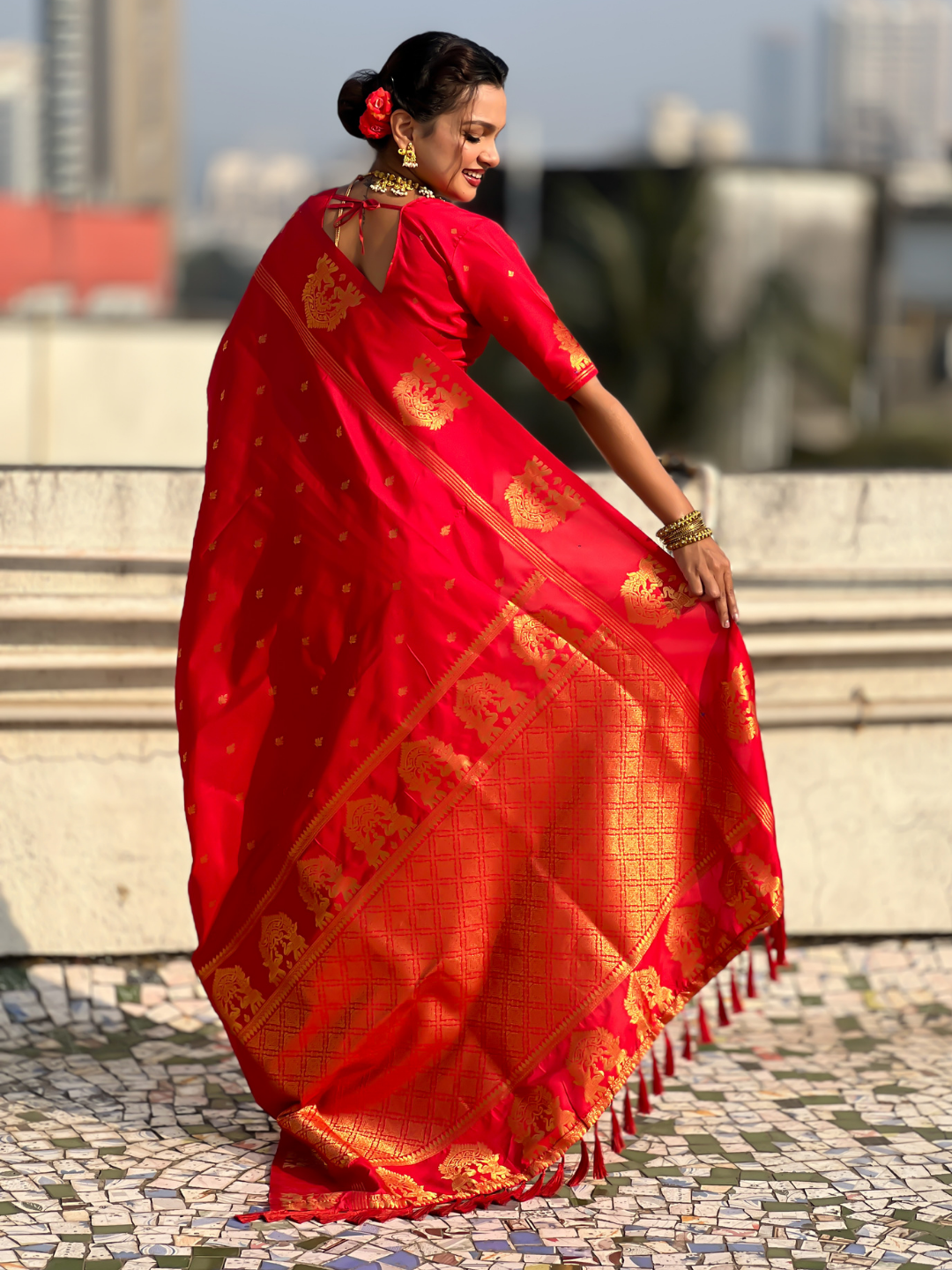 Red Soft Silk Traditional Zari Woven Saree