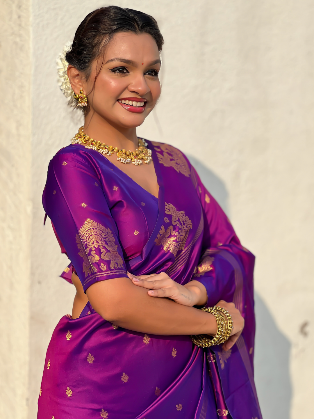 Purple Soft Silk Traditional Zari Woven Saree