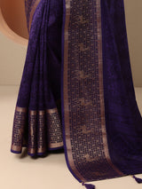Libas Purple Printed Georgette Saree With Unstitched Blouse Piece