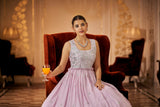 Party Wear Dusty Pink Color Thread & Sequins Embroidered Work Anarkali Gown