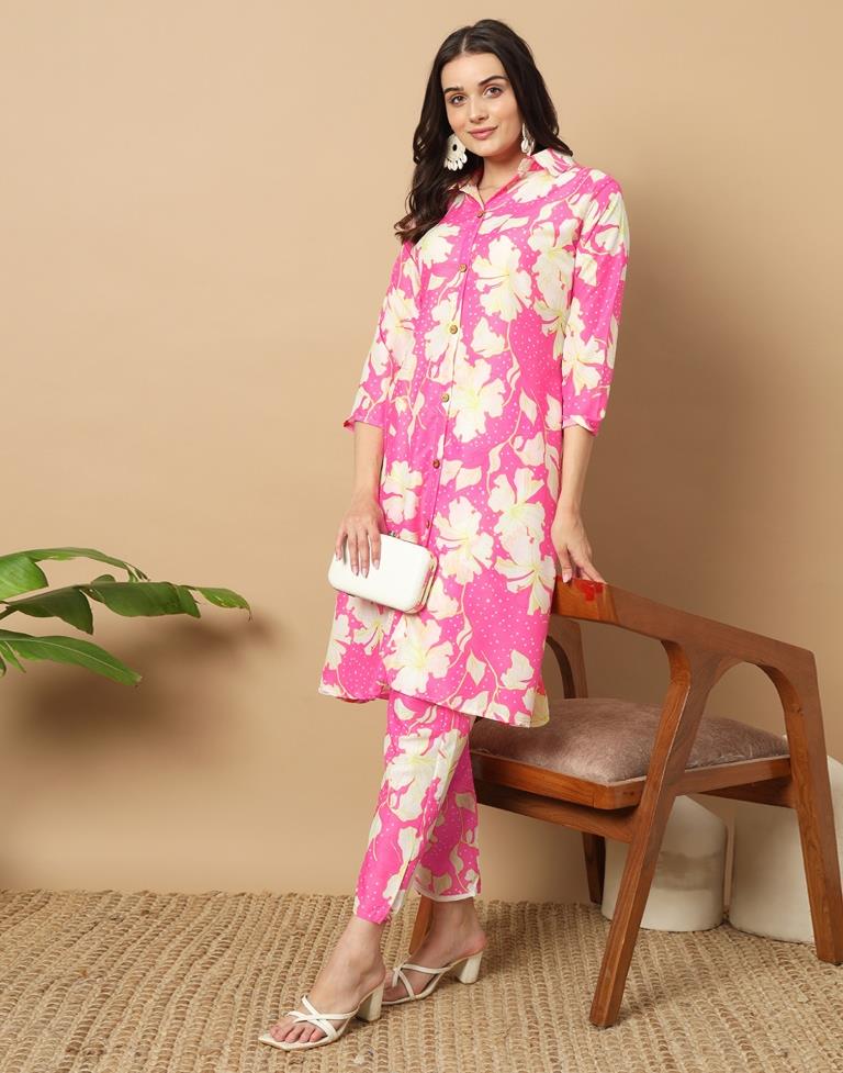 Pink Cotton Printed Co-ord Set