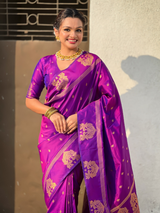 Purple Soft Silk Traditional Zari Woven Saree