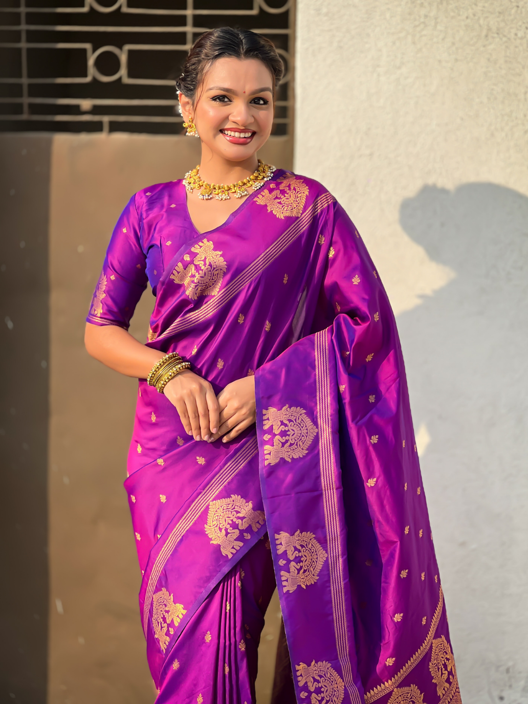 Purple Soft Silk Traditional Zari Woven Saree