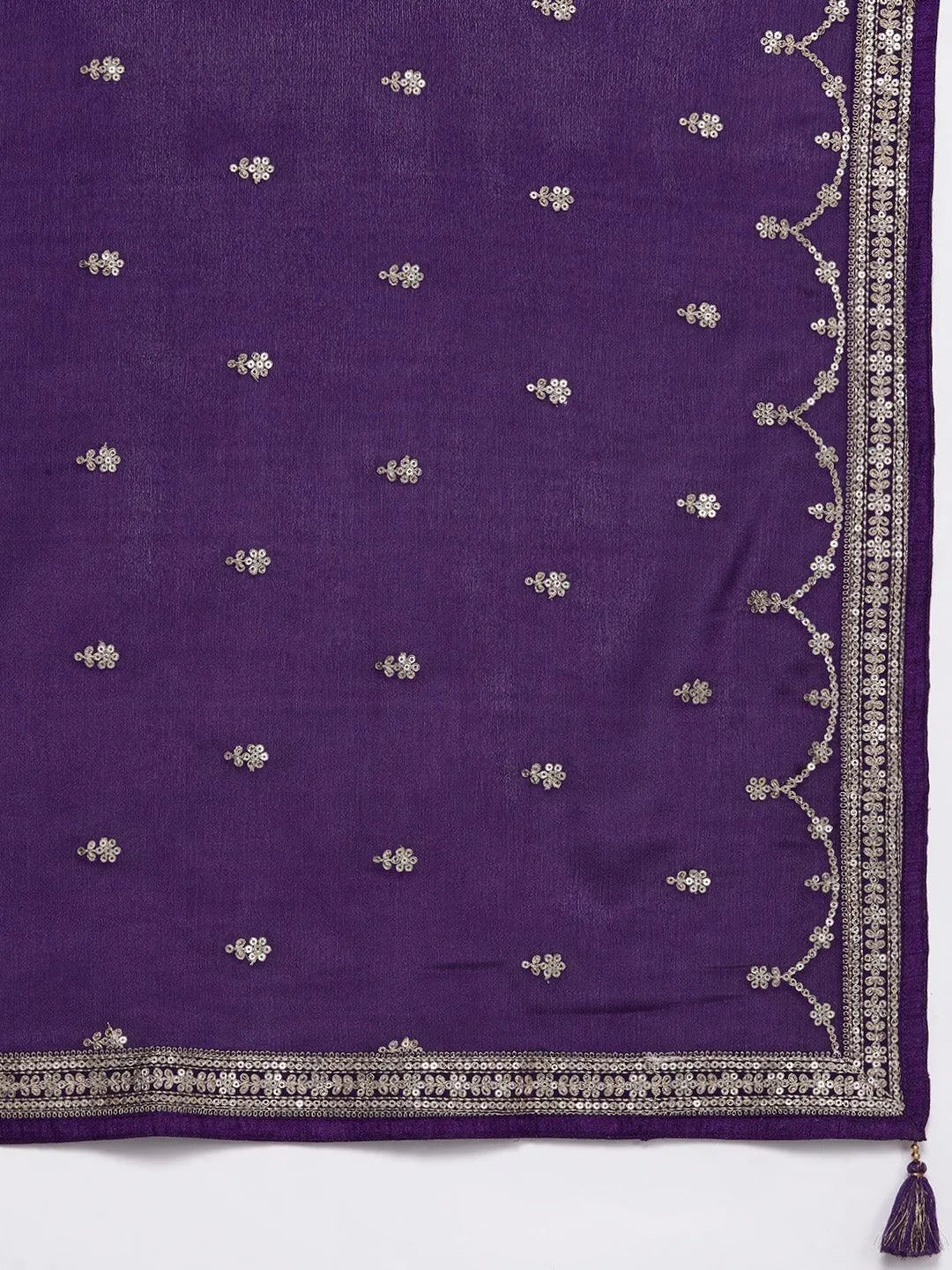 Mameraa Purple Woven Design Silk Blend Straight Suit With Dupatta