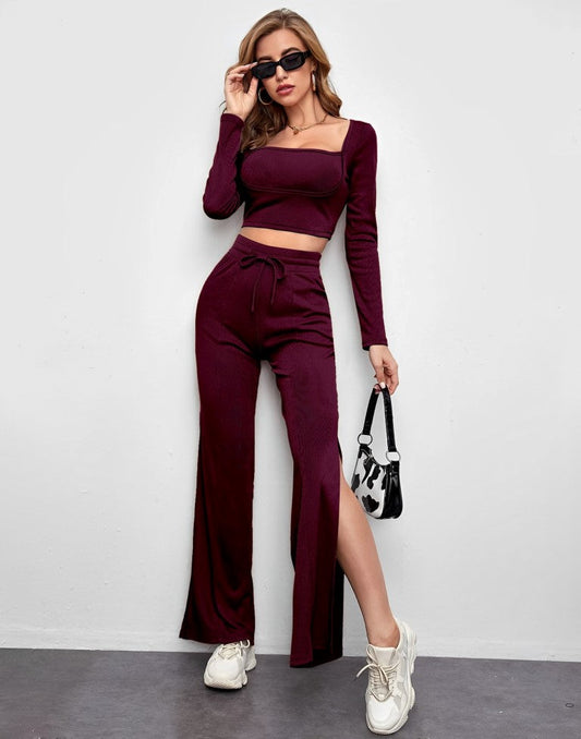 Maroon Knitted Co-ord Set