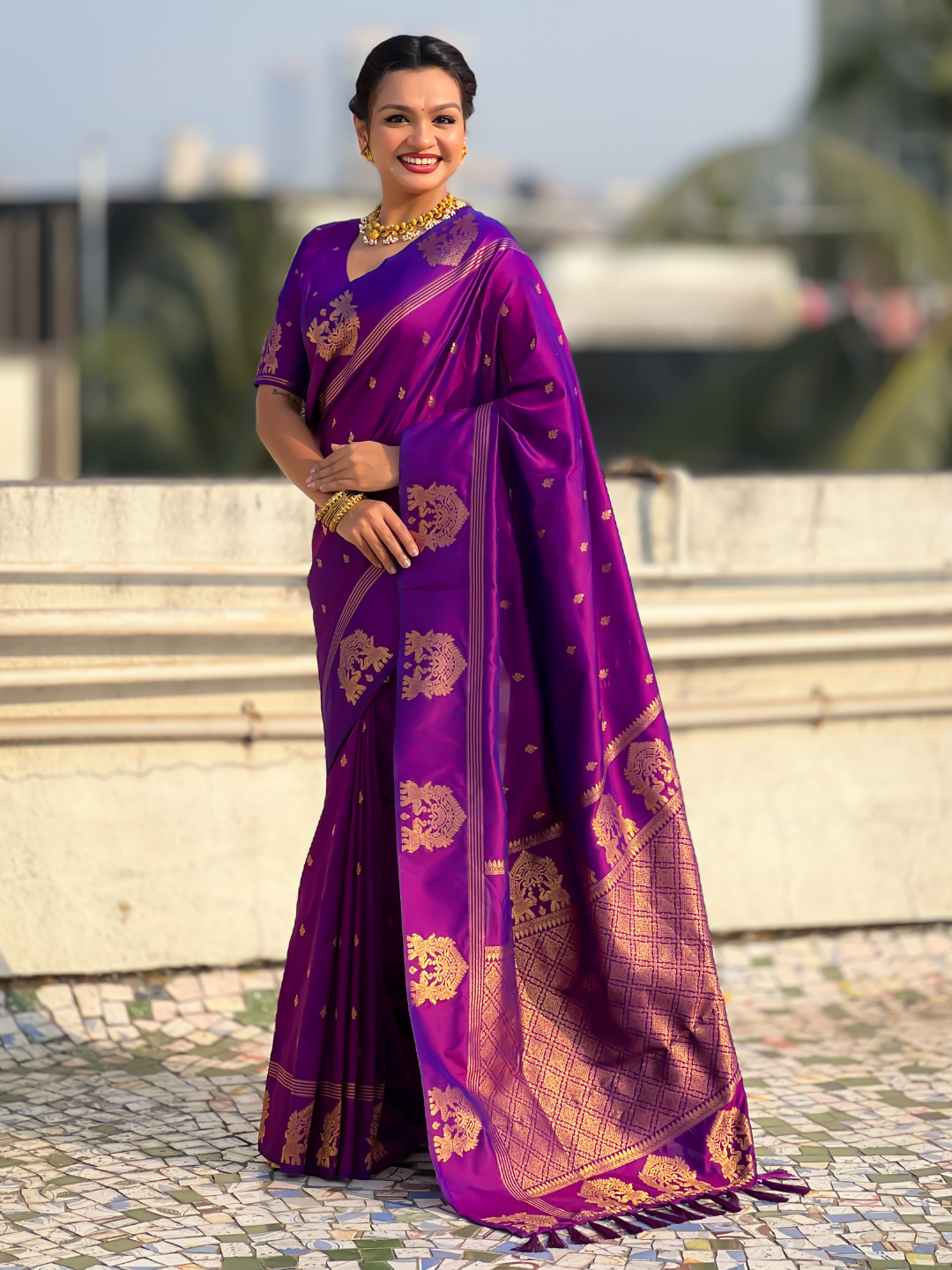 Purple Soft Silk Traditional Zari Woven Saree