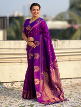 Purple Soft Silk Traditional Zari Woven Saree