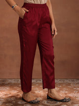 Libas Maroon Yoke Design Tissue Straight Suit With Dupatta