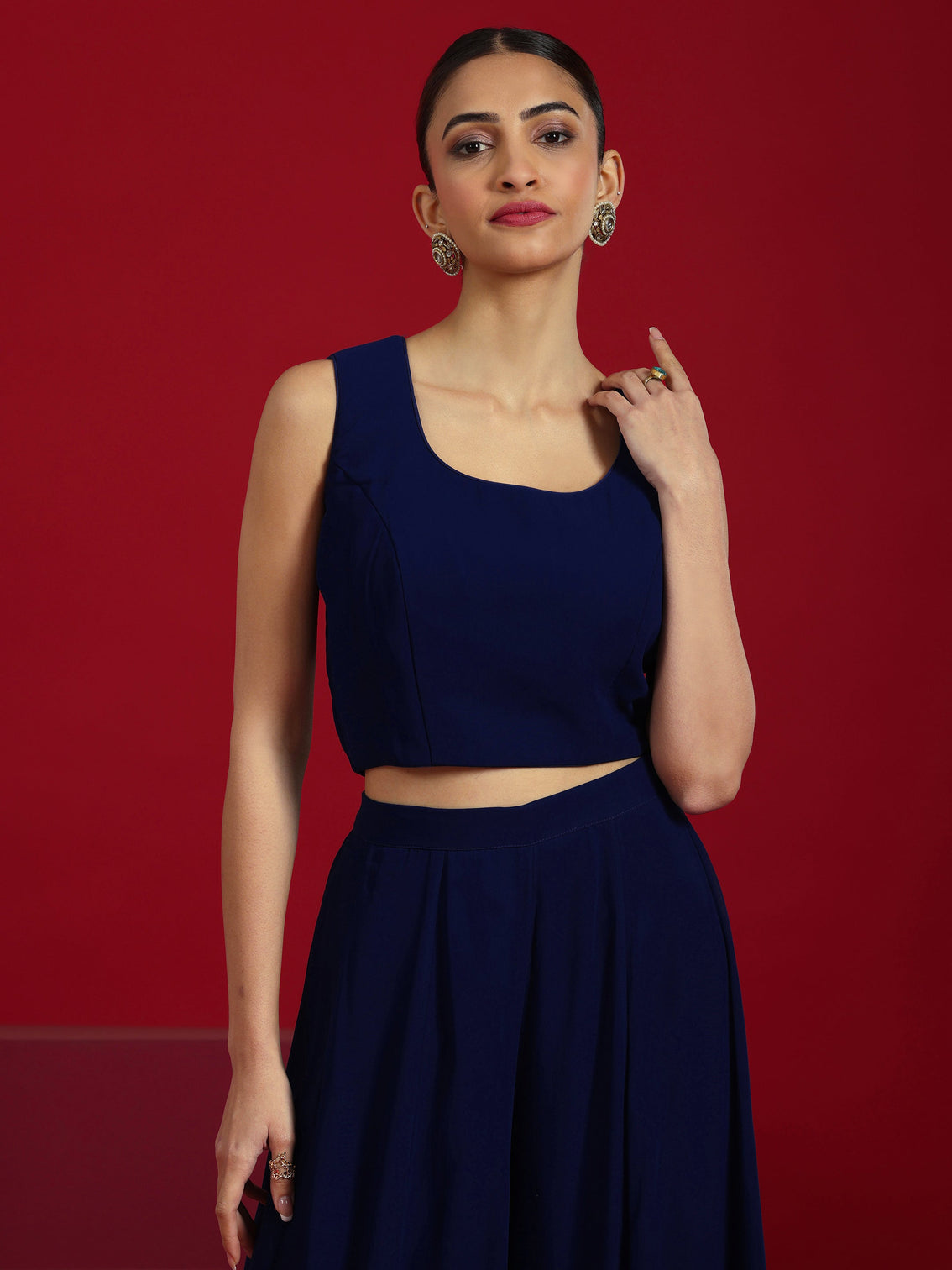 Mameraa Art Blue Embellished Georgette Co-Ord Sets