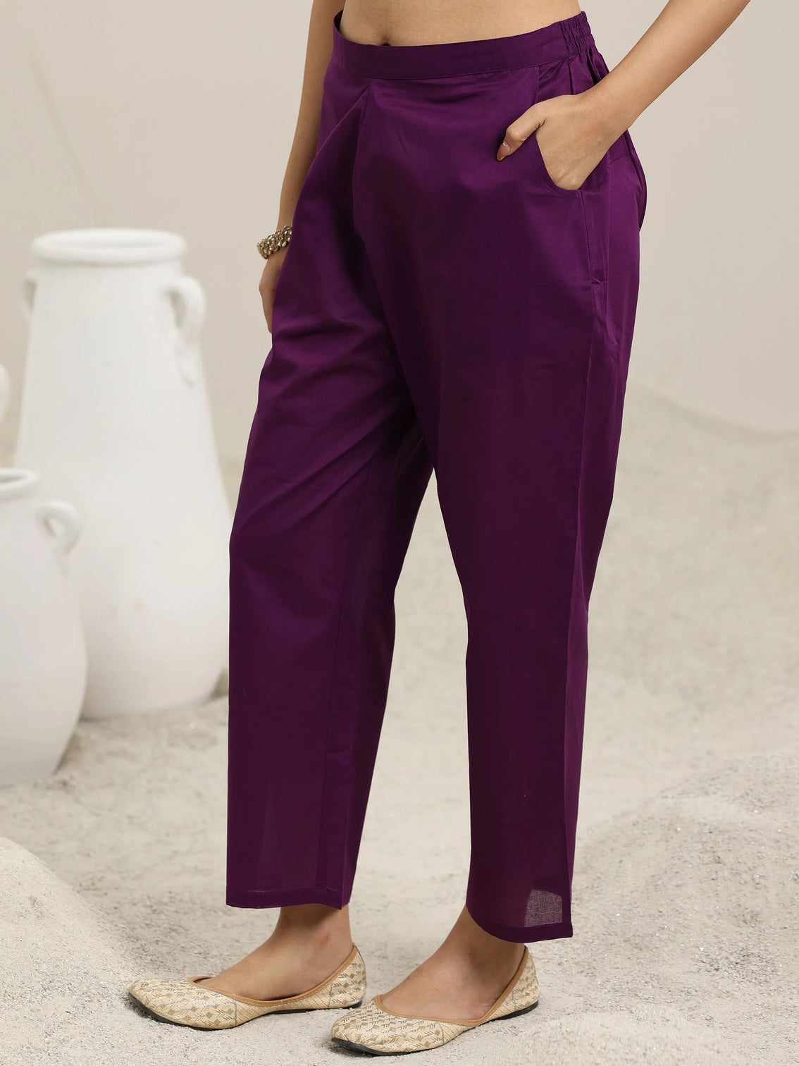 Mameraa Wine Woven Design Chanderi Silk Straight Suit With Dupatta