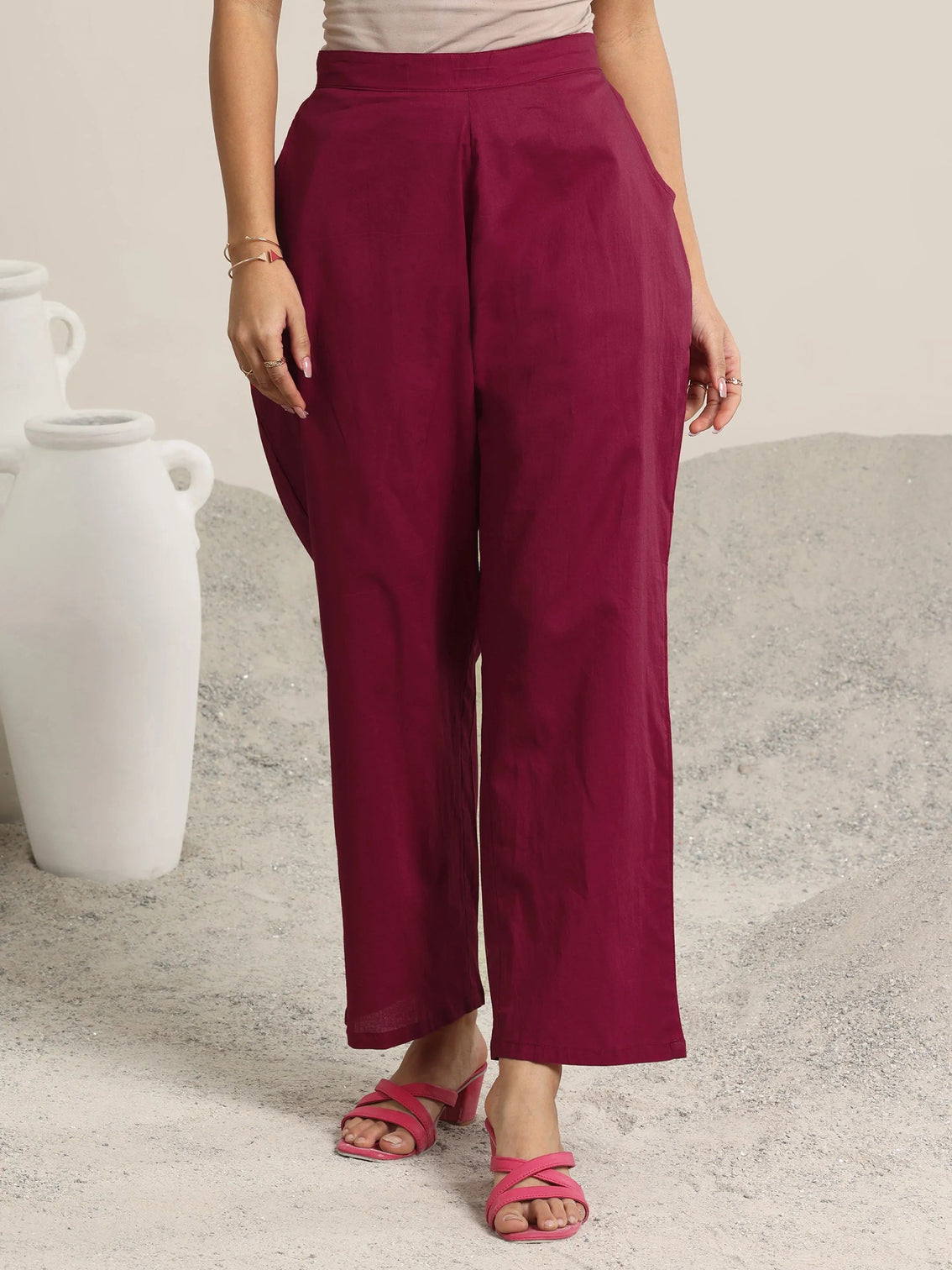 Mameraa Maroon Woven Design Chanderi Silk Straight Suit With Dupatta
