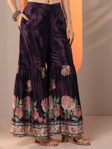 Libas Purple Printed Chinon Straight Suit Set With Dupatta
