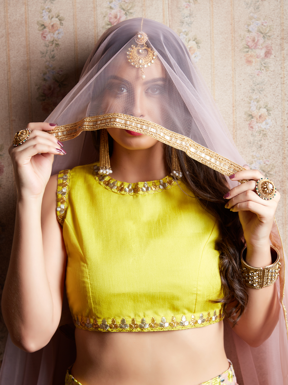 Peach Embroidered Semi Stitched Lehenga With Unstitched Blouse