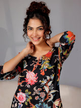 Libas Black Printed Cotton Night Suits