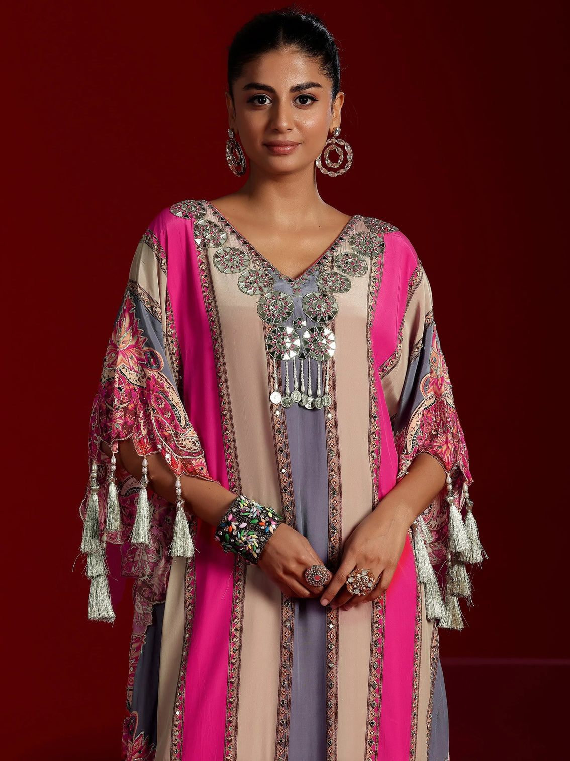 Mameraa Art Multi Striped Silk Blend Co-Ords