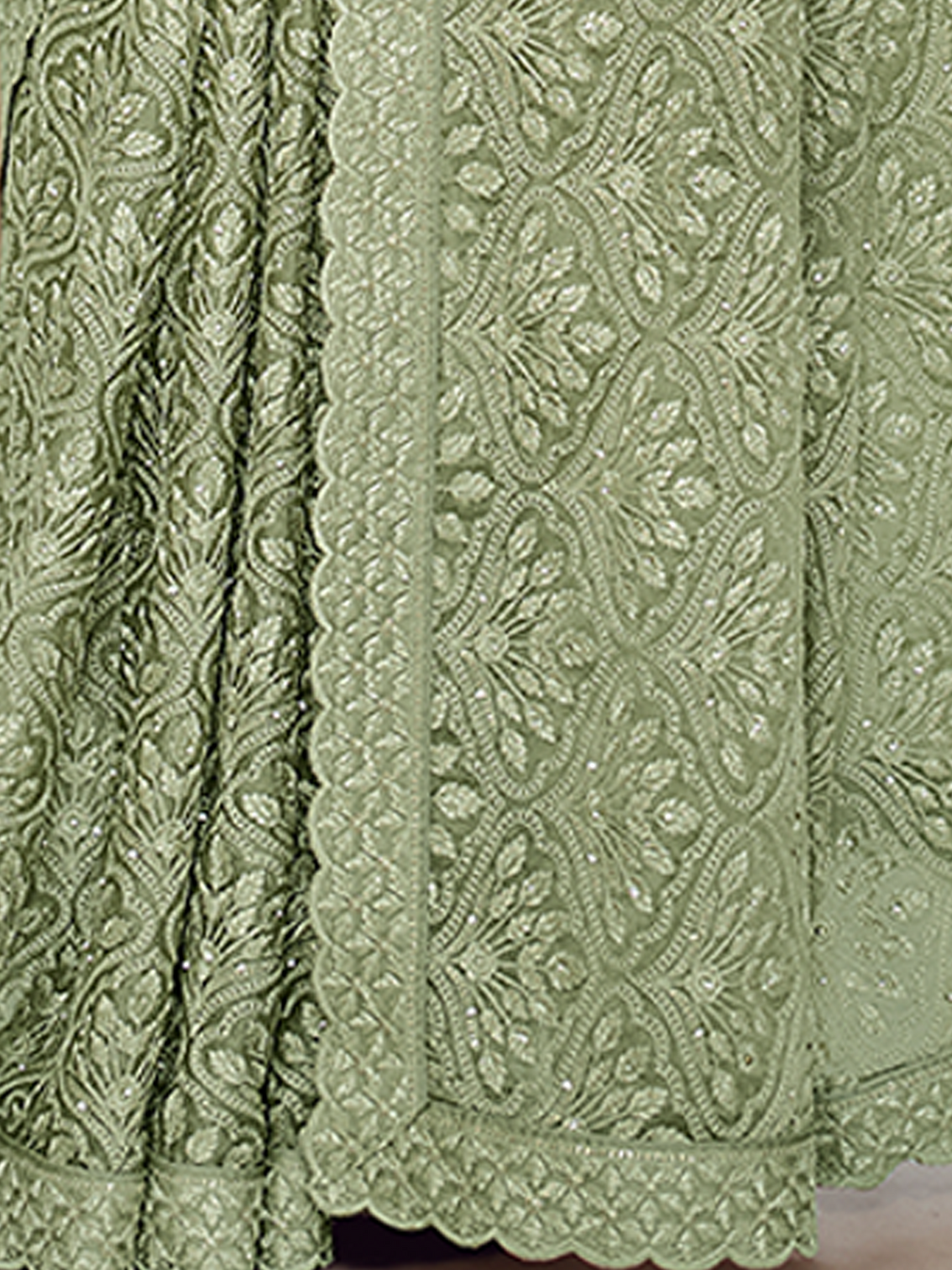 Green Chiffon Saree With Unstitched Blouse