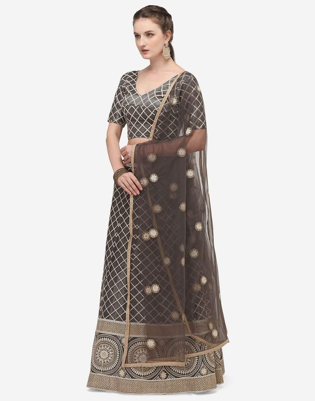Grey Color Lucknow Work Lehenga Choli