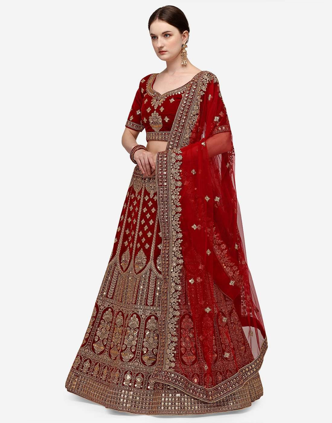 Heavy Bridal Lehenga Choli with Dual Sandwich Sequins Work