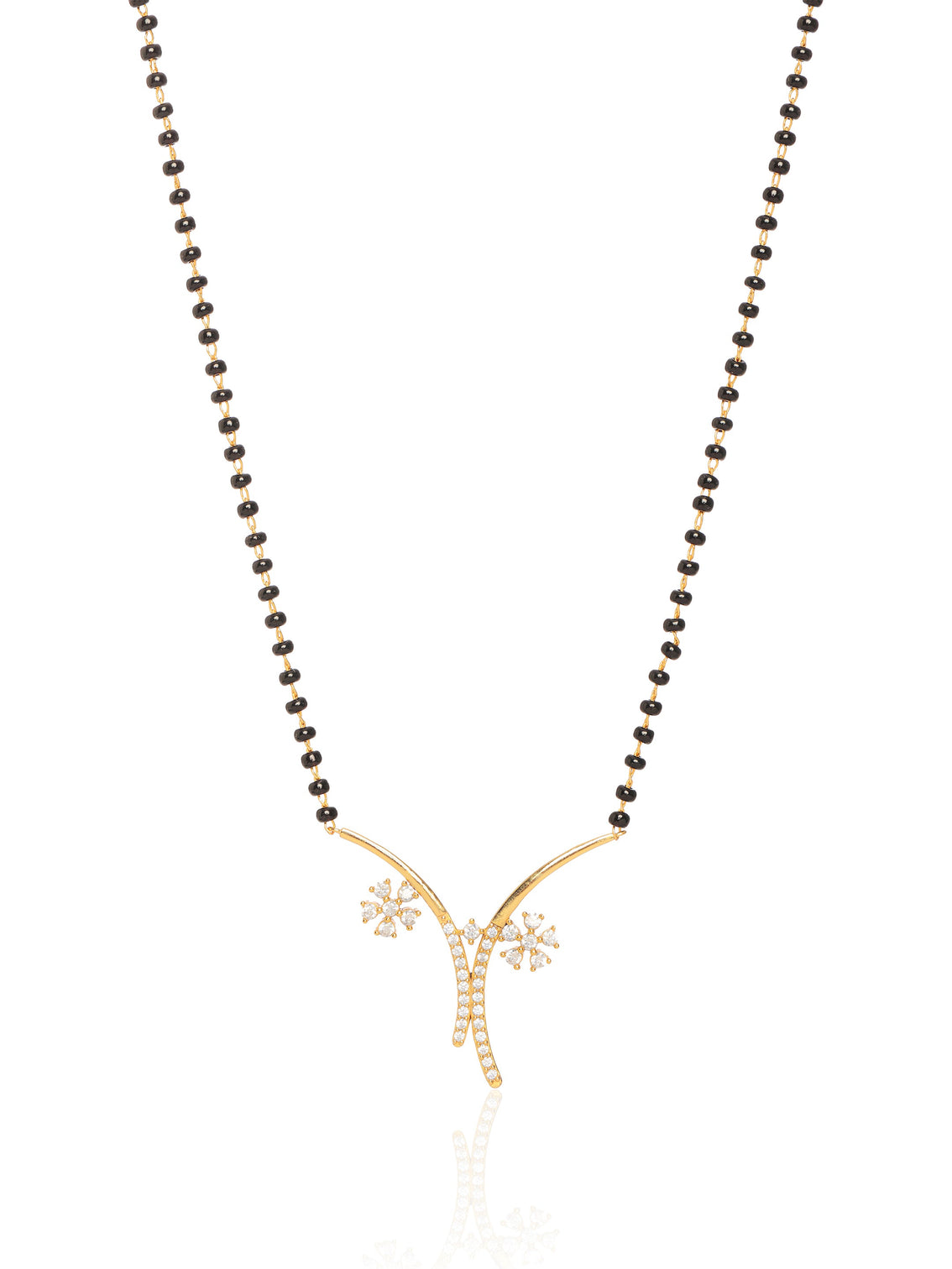 Mameraa Stone Floral Pendant 18K Gold Plated Mangalsutra