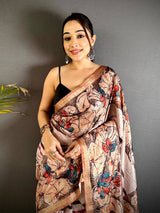 Artistic Ghicha Tussar Digital Art Saree
