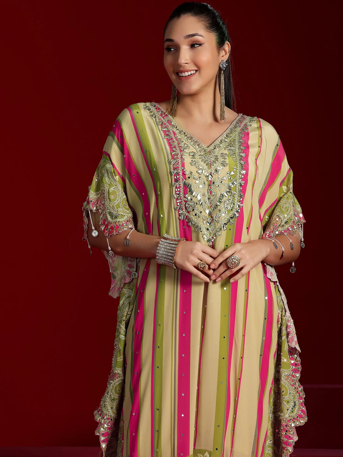 Mameraa Art Multi Printed Silk Blend Co-Ords