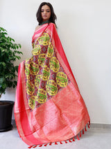 Attractive Soft Silk Gadwal Border Pochampally Print Saree