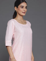Gerua Peach Self Design Silk Blend Straight Suit With Dupatta