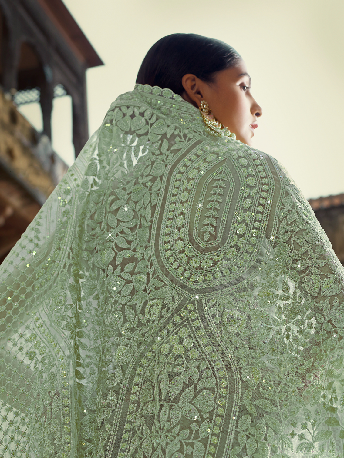 Green Soft Net Saree With Unstitched Blouse