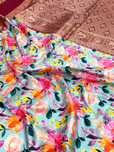Radiant Sky Blue Soft Silk Saree