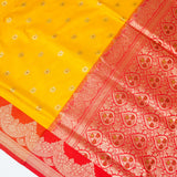 Yellow contrast with Red - Pure Soft premium Katan Silk Banarasi Saree