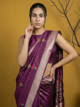 Soft Organza Meenakari Woven Saree with Jamdani Zari Pallu and Brocade Blouse Festive Wedding Party Wear Saree