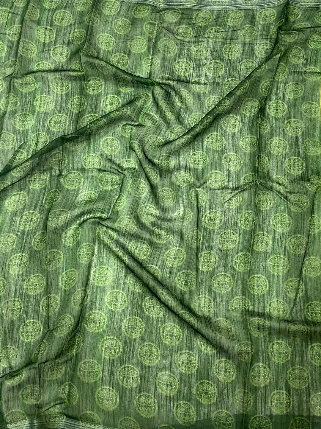Olive Linen Kalamkari Printed Saree
