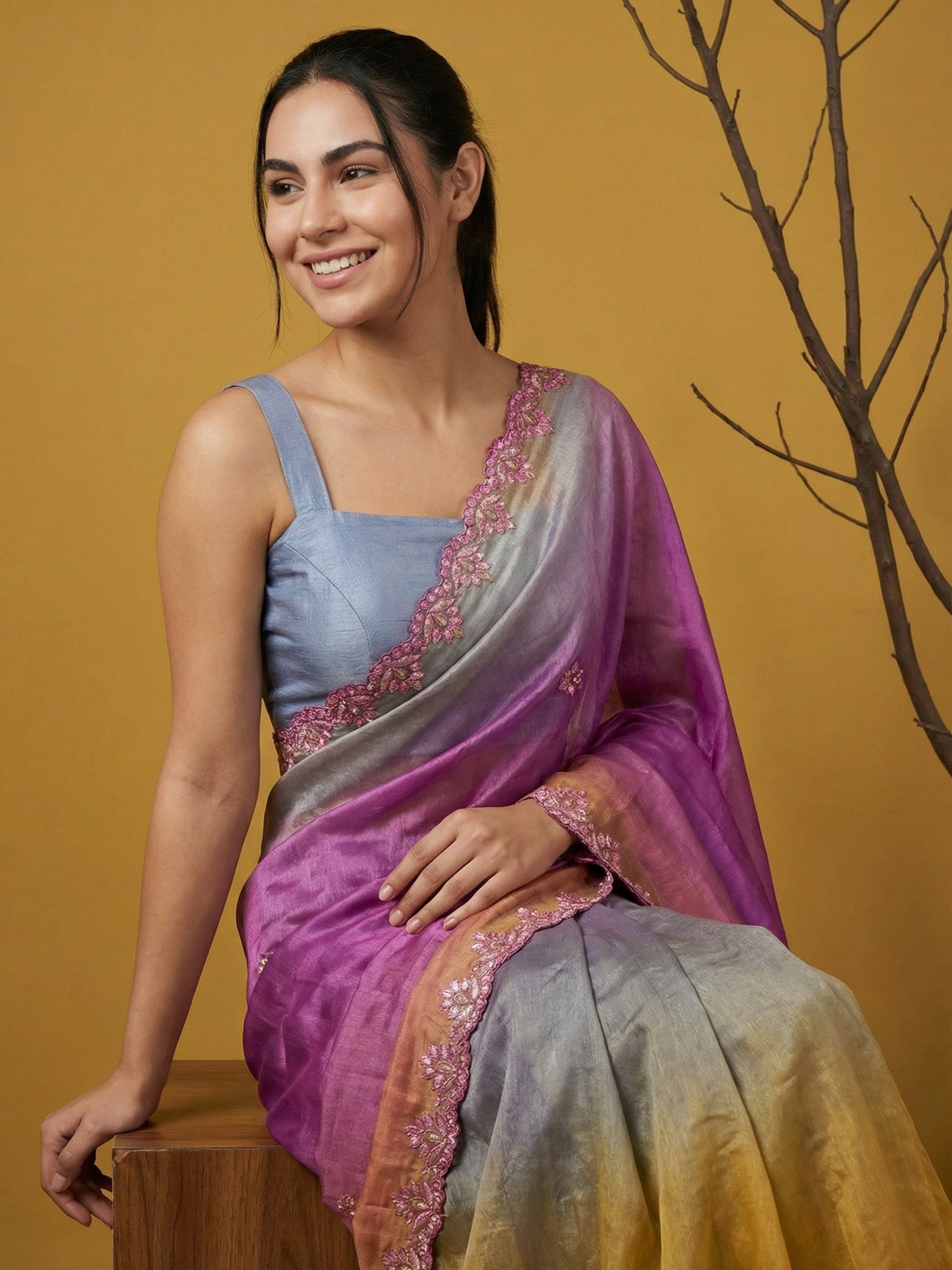 Fendy Satin Designer Saree with Gotapatti Work and Cutwork Piping Border Party Wedding Wear Saree