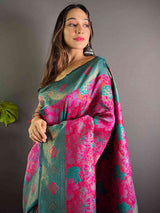 Deep Pink Soft Silk Butta Weaving Saree