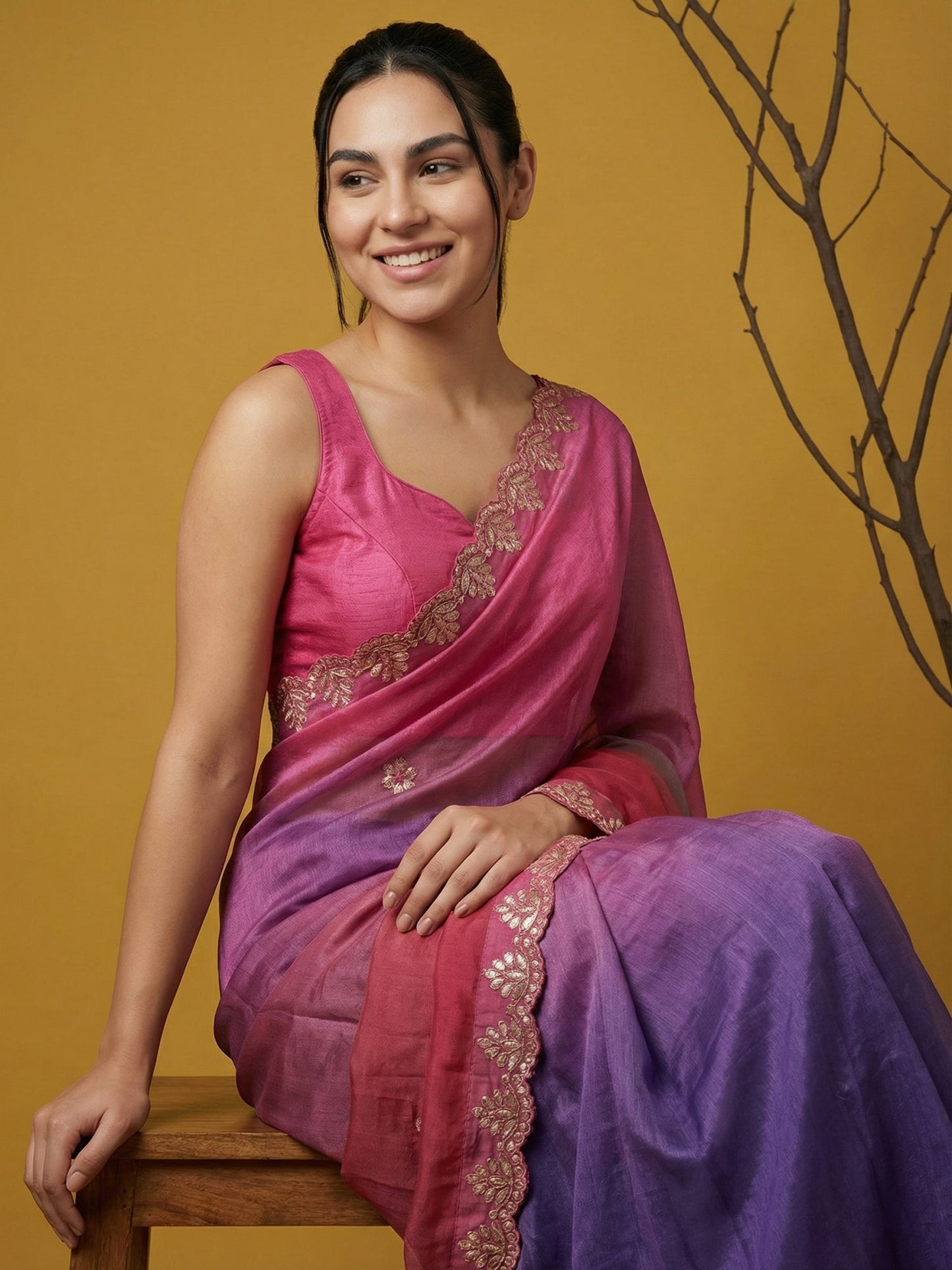 Fendy Satin Designer Saree with Gotapatti Work and Cutwork Piping Border Party Wedding Wear Saree