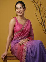 Fendy Satin Designer Saree with Gotapatti Work and Cutwork Piping Border Party Wedding Wear Saree