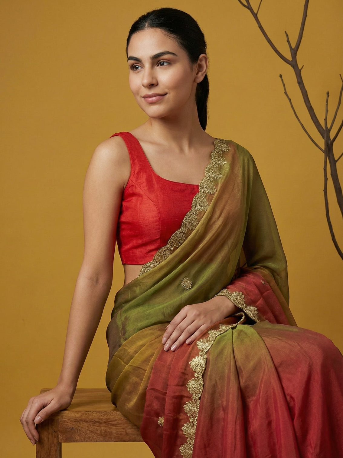 Party wear fendy satin designer saree with gotapatti work cutwork border